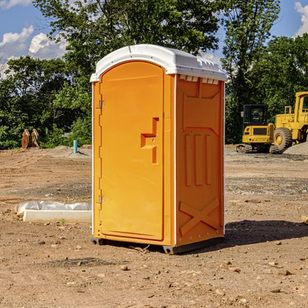 how often are the portable restrooms cleaned and serviced during a rental period in Hiland WY